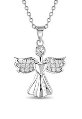 teensy silver cubic zirconia angel charm baby necklace